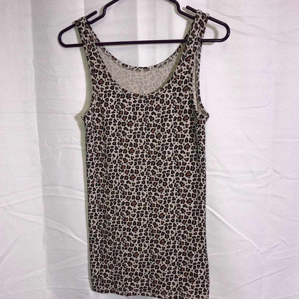 A New Day Tank Top.  Leopard print. Size large